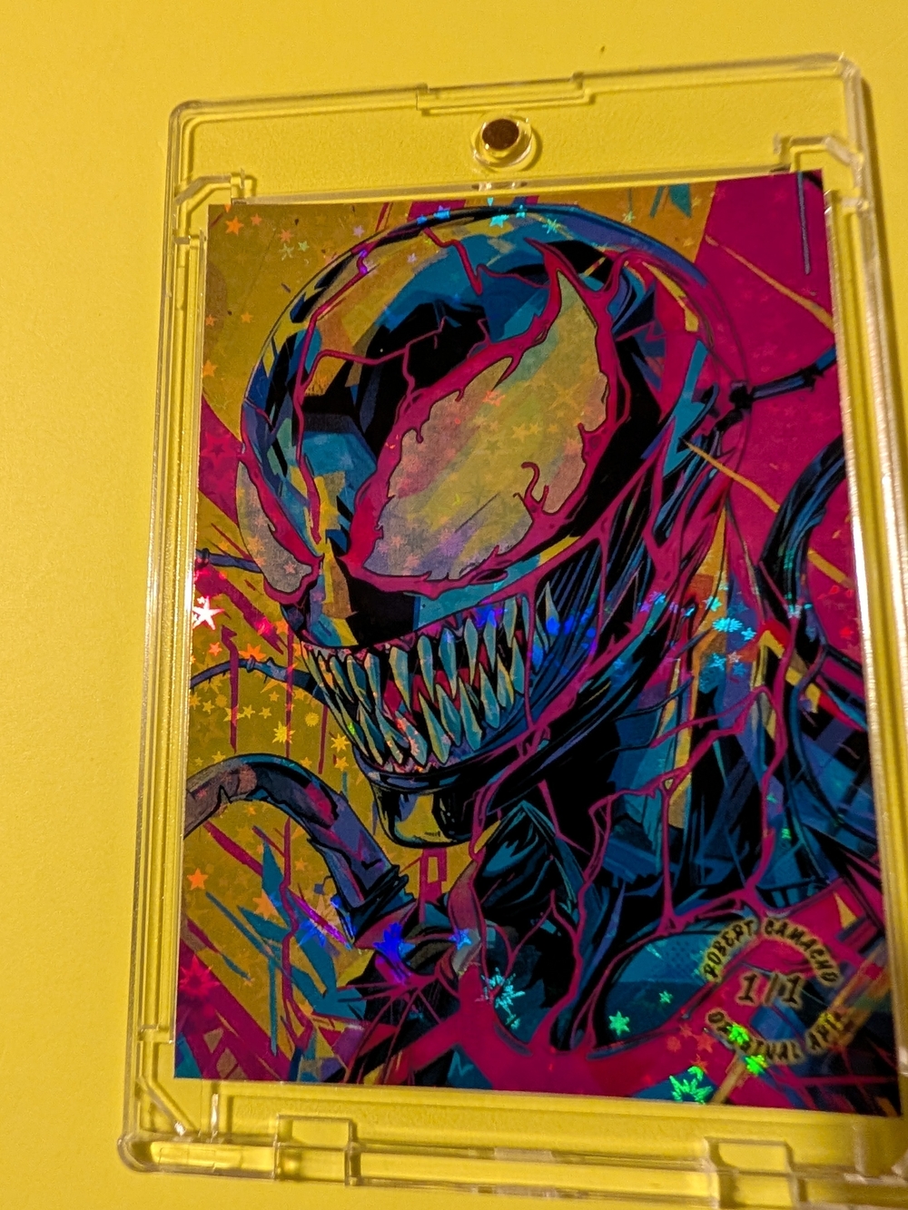 VENOM 1/1 CRYSTAL FOIL ART CARD NEW SIGNED BY ARTIST ROBERT CAMACHO